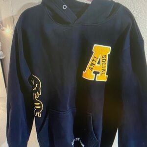 Eighty Eight Black Hoodie with Yellow Patch and Sleeve Graphic